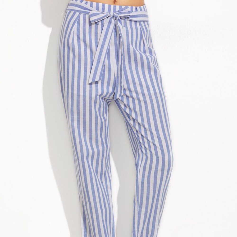 Pinstripe Paperbag Pants—worn once!